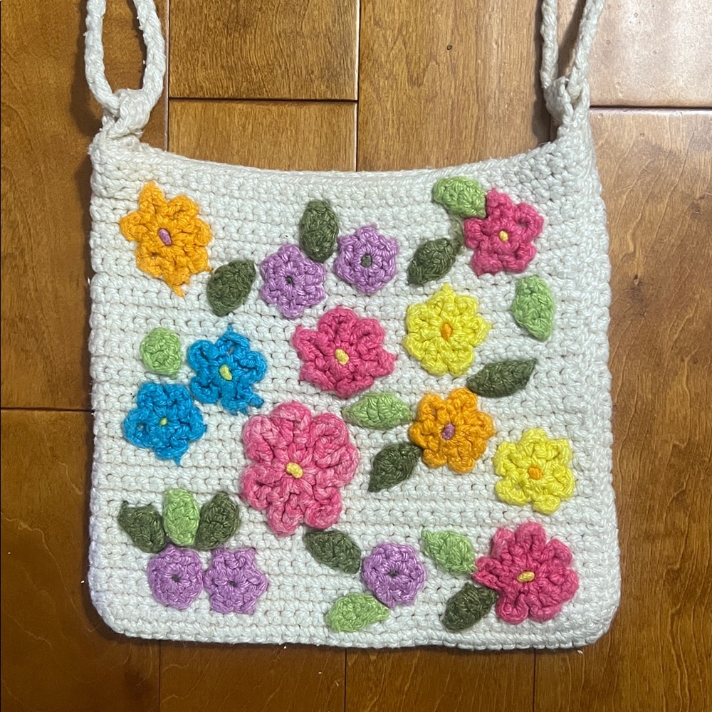 Handmade Floral Crochet Shoulder Bag Purse Boho Indie Multi-Color - Picture 2 of 6